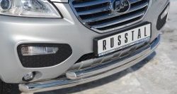 20 999 р. Двойная защита переднего бампера из труб диаметром 76 и 63 мм SLITKOFF  Lifan X60 (2011-2015) дорестайлинг  с доставкой в г. Пермь. Увеличить фотографию 2