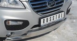 16 549 р. Защита переднего бампера (2 трубыØ75х42 мм, нержавейка) Russtal Lifan X60 дорестайлинг (2011-2015)  с доставкой в г. Пермь. Увеличить фотографию 2