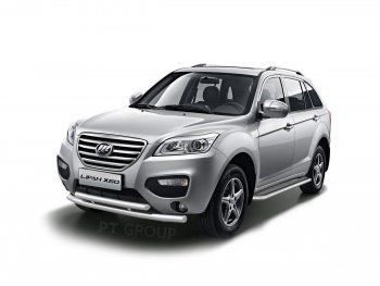 Защита переднего бампера двойная из труб d63/51 мм Petroil Tuning Lifan X60 (2011-2016) дорестайлинг, 1-ый рестайлинг (Нержавеющая полированная сталь)