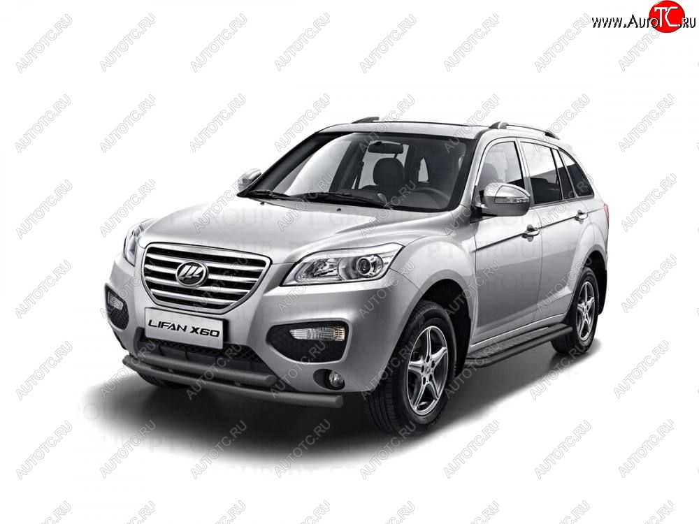 6 749 р. Защита переднего бампера двойная из труб d63/51 мм Petroil Tuning  Lifan X60 (2011-2016) дорестайлинг, 1-ый рестайлинг (Цвет: Черный (Шагрень))  с доставкой в г. Пермь