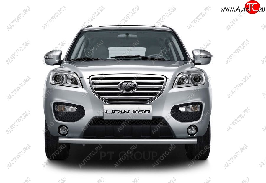 11 909 р. Защита переднего бампера (нержавейка Ø63 мм) Petroil Tuning  Lifan X60 (2011-2016) дорестайлинг, 1-ый рестайлинг  с доставкой в г. Пермь