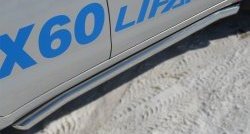 70 999 р. Защита порогов из круглой трубы диаметром 63 мм Russtal Lifan X60 1-ый рестайлинг (2015-2016) (Защита порогов с со скосами на торцах (вариант 1))  с доставкой в г. Пермь. Увеличить фотографию 3