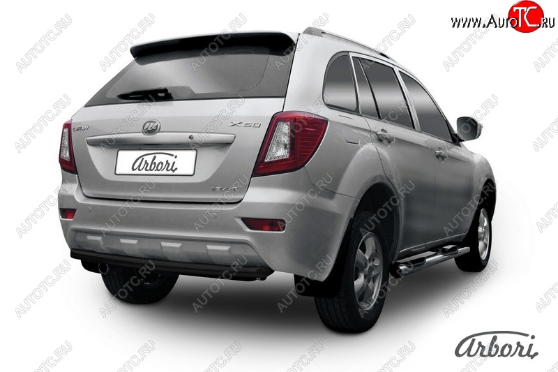2 969 р. Защита заднего бампера Arbori (черная, 1 труба d60 mm).  Lifan X60 (2015-2016) 1-ый рестайлинг  с доставкой в г. Пермь