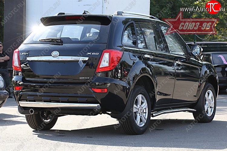 11 384 р. Защита заднего бампера из овальной трубы Souz-96 (в 75х42)  Lifan X60 (2011-2015) дорестайлинг  с доставкой в г. Пермь