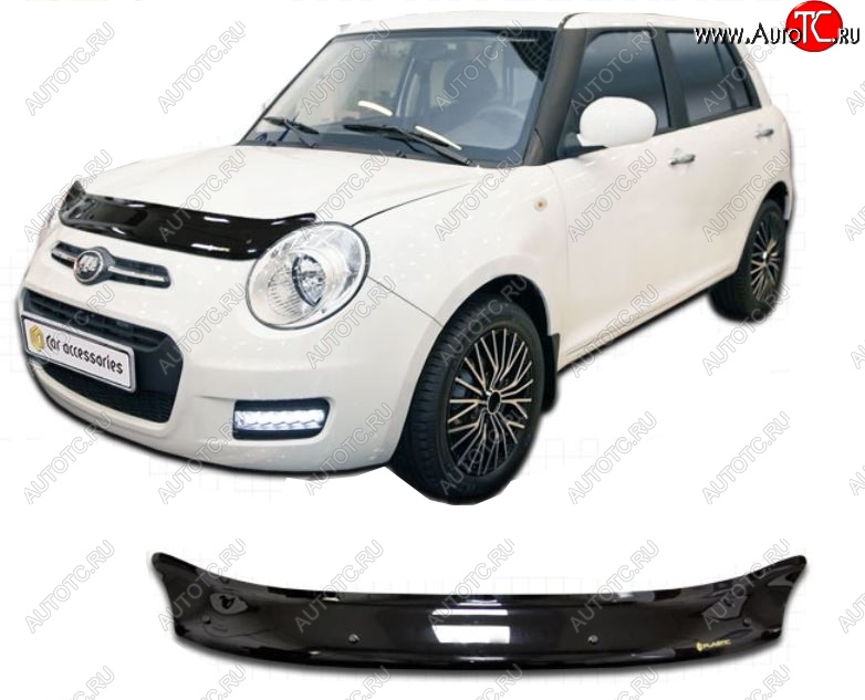 1 839 р. Дефлектор капота CA-Plastiс  Lifan Smily  330 хэтчбэк (2014-2017) рестайлинг (Classic черный, Без надписи)  с доставкой в г. Пермь