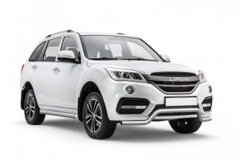 Защита переднего бампера Petroil Tuning (d63, волна) Lifan X60 (2016-2025) 2-ой рестайлинг (Нержавеющая полированная сталь)
