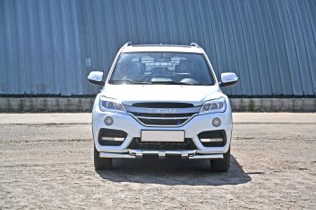 20 769 р. Защита переднего бампера двойная с зубьями из труб d63/63 мм Petroil Tuning  Lifan X60 (2016-2025) 2-ой рестайлинг (Нержавеющая полированная сталь)  с доставкой в г. Пермь. Увеличить фотографию 3