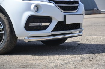 Защита переднего бампера одинарная из трубы d63 мм Petroil Tuning Lifan X60 (2016-2025) 2-ой рестайлинг (Нержавеющая полированная сталь)