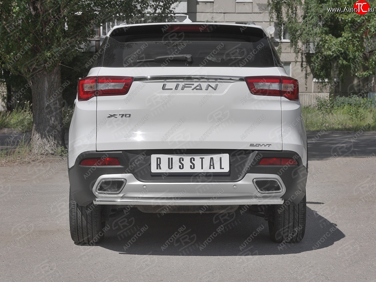 15 449 р. Защита заднего бампера (Ø63/42 мм, нержавейка) SLITKOFF  Lifan X70 (2018-2025)  с доставкой в г. Пермь