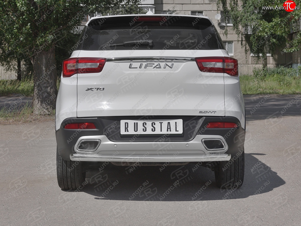 15 999 р. Защита заднего бампера (Ø63 мм, нержавейка) RUSSTAL  Lifan X70 (2018-2025)  с доставкой в г. Пермь