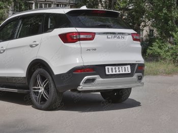 15 999 р. Защита заднего бампера (Ø63 мм, нержавейка) RUSSTAL  Lifan X70 (2018-2025)  с доставкой в г. Пермь. Увеличить фотографию 2