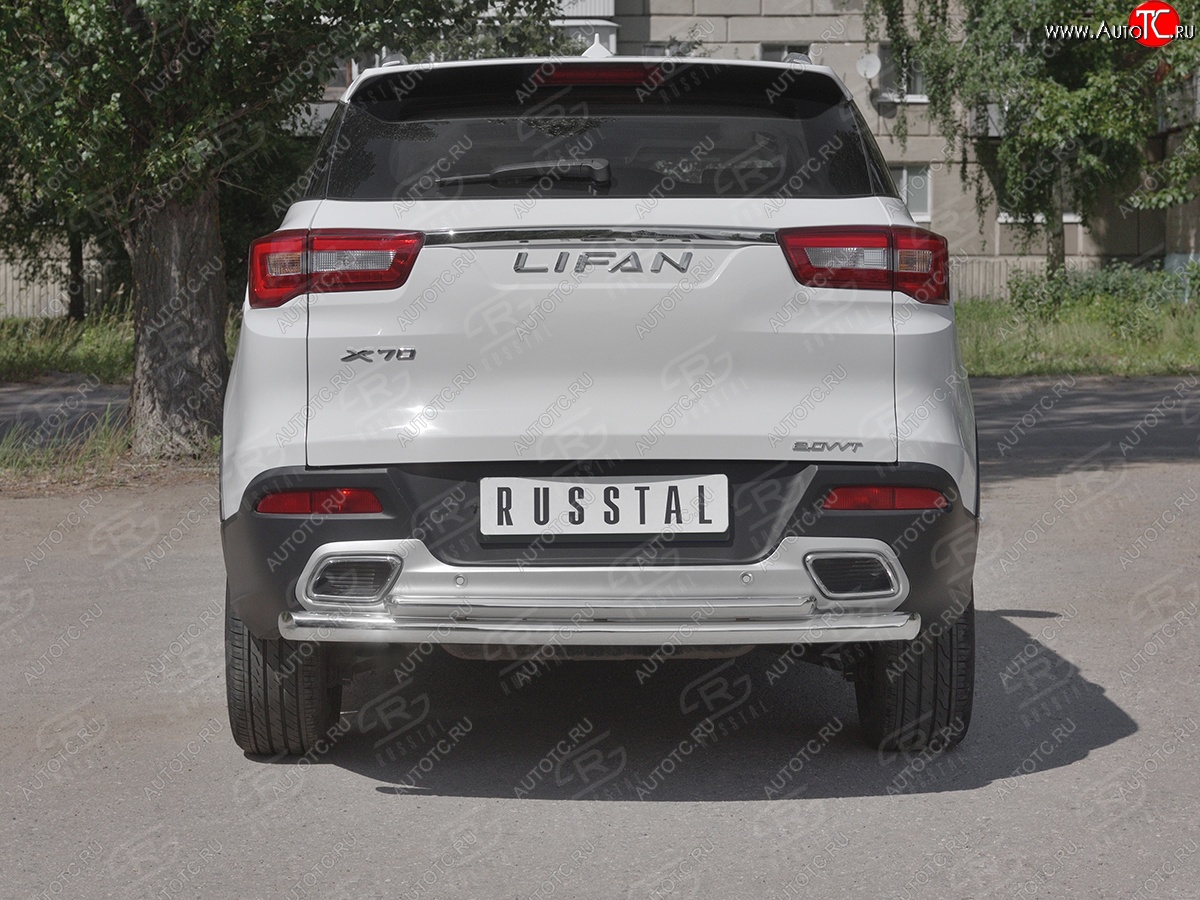 18 999 р. Защита заднего бампера (Ø63/42 мм, нержавейка) SLITKOFF  Lifan X70 (2018-2025)  с доставкой в г. Пермь