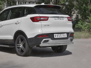 18 999 р. Защита заднего бампера (Ø63/42 мм, нержавейка) SLITKOFF  Lifan X70 (2018-2025)  с доставкой в г. Пермь. Увеличить фотографию 2