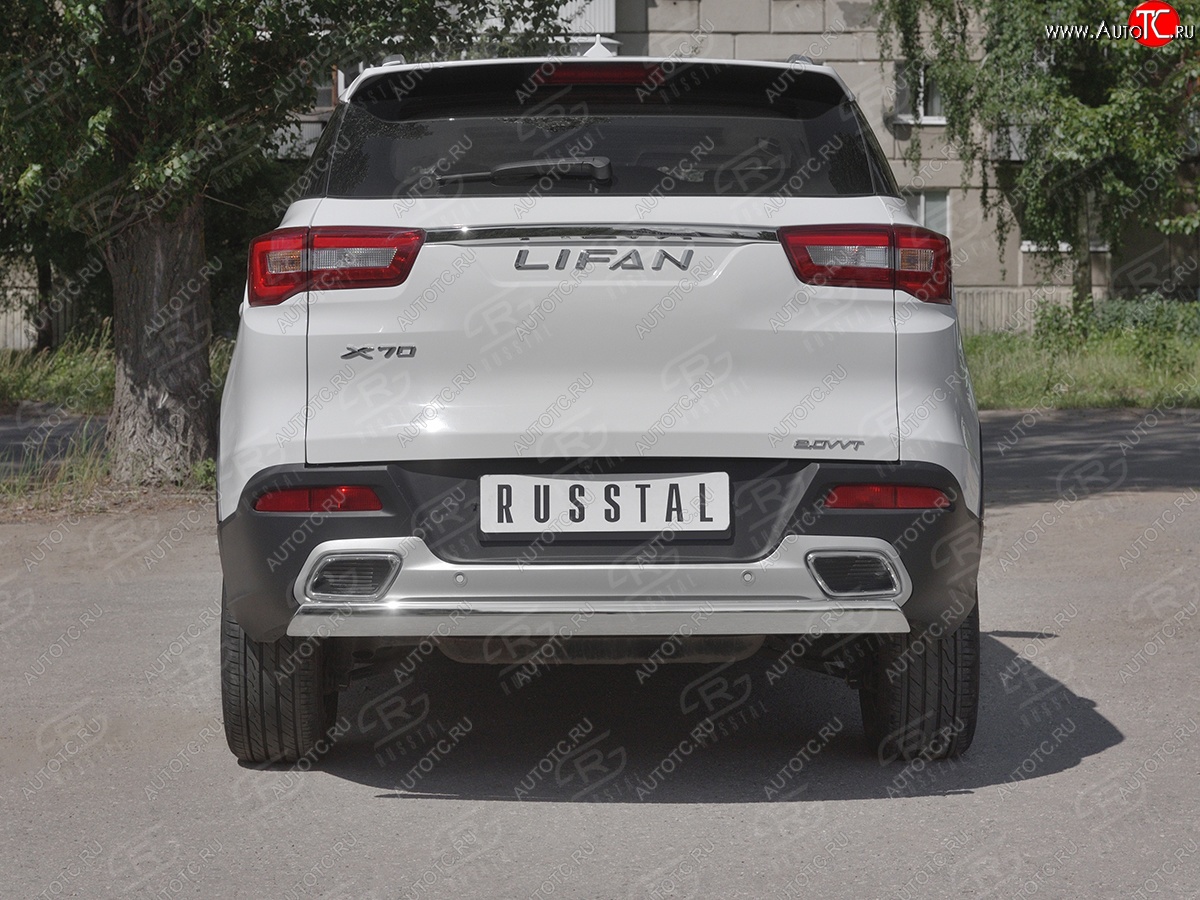 12 999 р. Защита заднего бампера (Ø75x42 мм, нержавейка) Russtal Lifan X70 (2018-2025)  с доставкой в г. Пермь