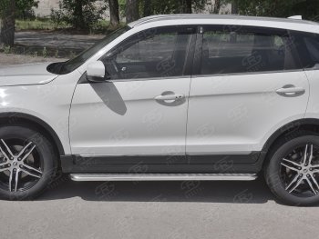 22 999 р. Порожки для ног SLITKOFF (Ø42 мм) Lifan X70 (2018-2025) (Лист алюминиевый, труба - сталь окрашенная в черный цвет)  с доставкой в г. Пермь. Увеличить фотографию 2