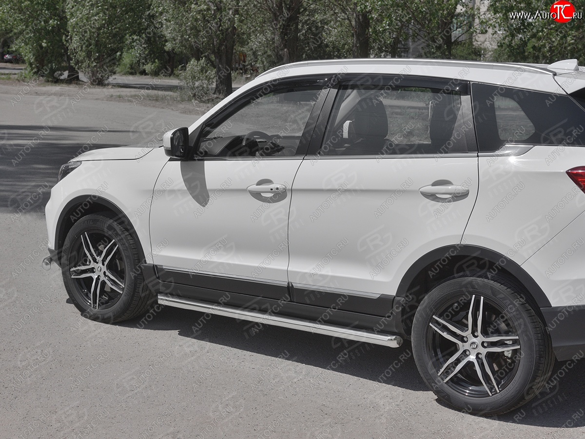 19 999 р. Защита порогов (Ø63 мм, нержавейка) SLITKOFF  Lifan X70 (2018-2025) (Металлические торцы под 45°)  с доставкой в г. Пермь