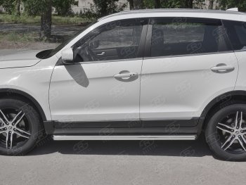 19 999 р. Защита порогов (Ø63 мм, нержавейка) SLITKOFF  Lifan X70 (2018-2025) (Металлические торцы под 45°)  с доставкой в г. Пермь. Увеличить фотографию 2