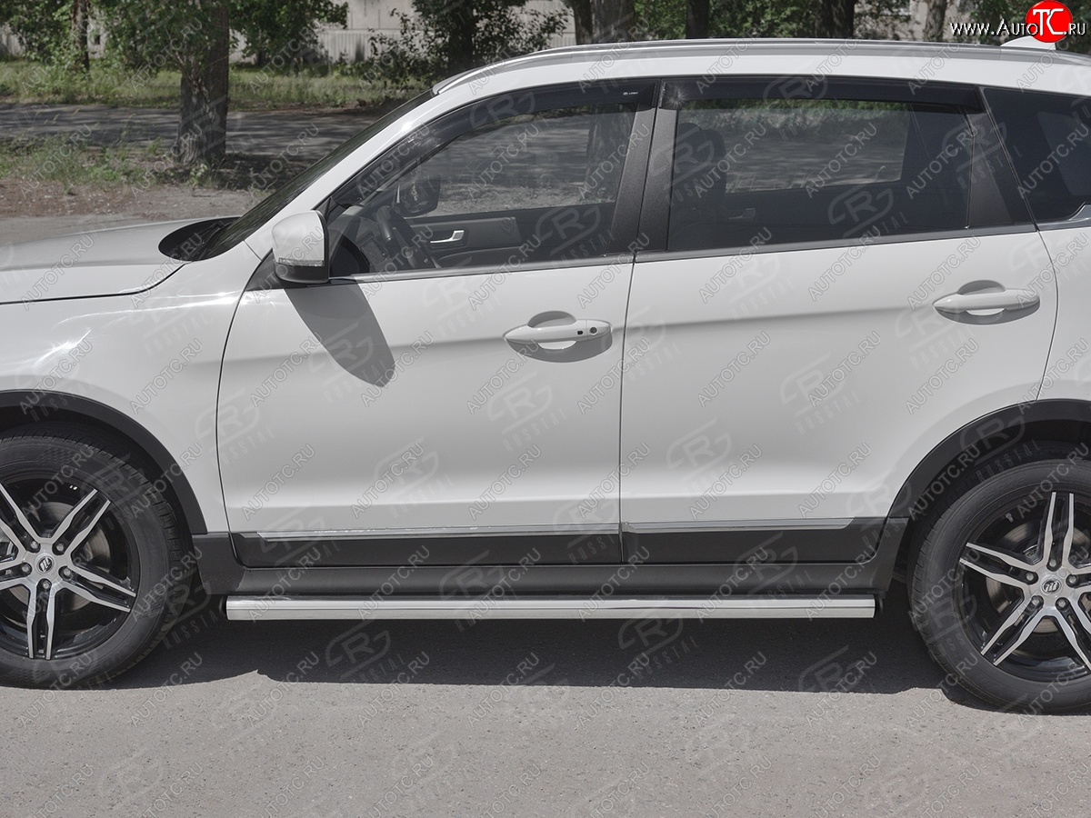 18 799 р. Защита порогов (Ø63 мм, нержавейка) SLITKOFF Lifan X70 (2018-2025) (С пластиковыми заглушками на торцах)  с доставкой в г. Пермь