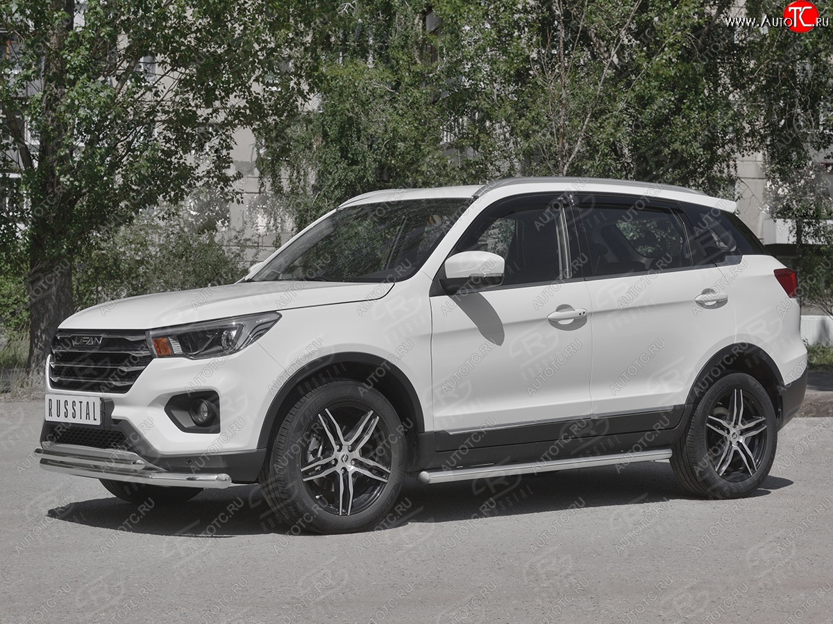 19 999 р. Защита порогов (Ø63 мм, нержавейка) SLITKOFF  Lifan X70 (2018-2025) (Металлические торцы под 90°)  с доставкой в г. Пермь