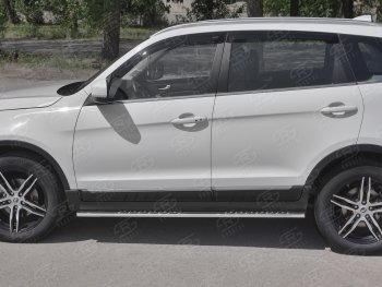 16 649 р. Защита порогов (Ø75x42 мм с проступью, нержавейка) Russtal Lifan X70 (2018-2025)  с доставкой в г. Пермь. Увеличить фотографию 2