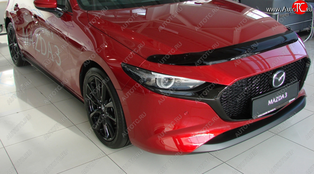 1 129 р. Дефлектор капота SIM  Mazda 3/Axela  BP (2019-2025) хэтчбэк  с доставкой в г. Пермь