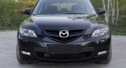 749 р. Реснички на фары RA  Mazda 3/Axela  BK (2003-2009) дорестайлинг, хэтчбэк, рестайлинг, хэтчбэк (Неокрашенные)  с доставкой в г. Пермь. Увеличить фотографию 2