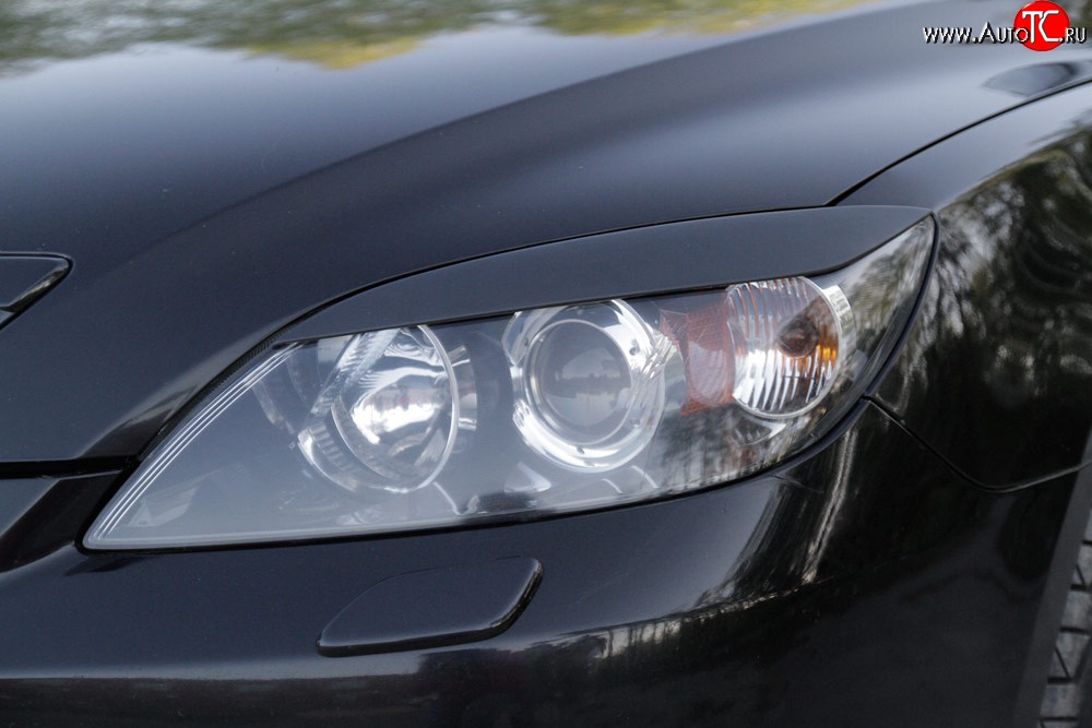 749 р. Реснички на фары RA  Mazda 3/Axela  BK (2003-2009) дорестайлинг, хэтчбэк, рестайлинг, хэтчбэк (Неокрашенные)  с доставкой в г. Пермь