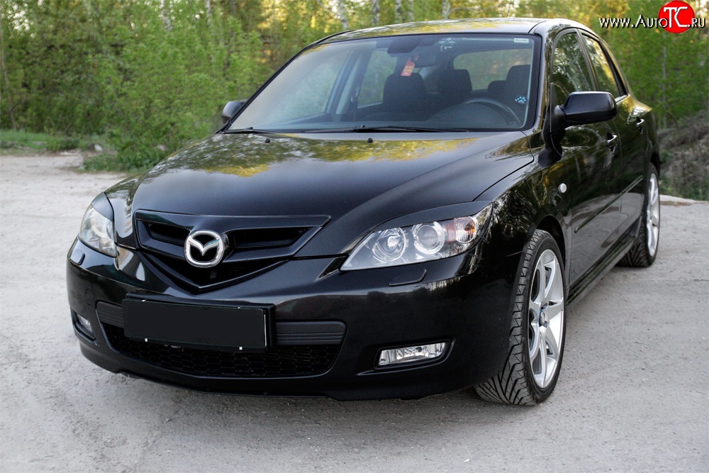 749 р. Реснички RA на фары  Mazda 3/Axela  BK (2006-2009) рестайлинг, хэтчбэк (Неокрашенные)  с доставкой в г. Пермь