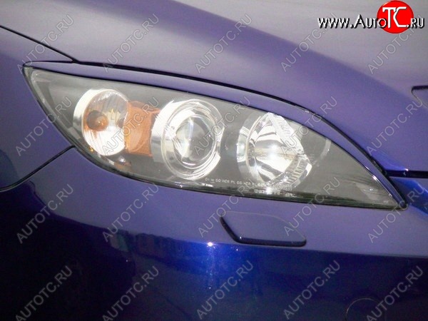 689 р. Реснички на фары Style v2 (длинные)  Mazda 3/Axela  BK (2006-2009) рестайлинг, хэтчбэк (Неокрашенные)  с доставкой в г. Пермь