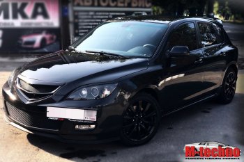 689 р. Реснички на фары Style v2 (длинные)  Mazda 3/Axela  BK (2006-2009) рестайлинг, хэтчбэк (Неокрашенные)  с доставкой в г. Пермь. Увеличить фотографию 2