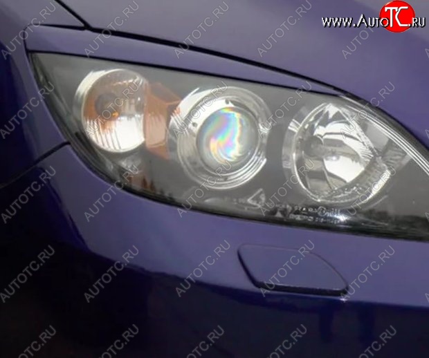 1 149 р. Реснички на фары Tuning-Sport v1 (короткие)  Mazda 3/Axela  BK (2003-2009) дорестайлинг, хэтчбэк, рестайлинг, хэтчбэк (Неокрашенные)  с доставкой в г. Пермь