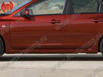 6 599 р. Пороги накладки MV-Tuning Mazda 3/Axela BK дорестайлинг, хэтчбэк (2003-2006) (Неокрашенные)  с доставкой в г. Пермь. Увеличить фотографию 2