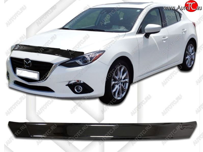 1 999 р. Дефлектор капота CA-Plastic Mazda 3/Axela BM дорестайлинг, хэтчбэк (2013-2016) (Classic черный, Без надписи)  с доставкой в г. Пермь