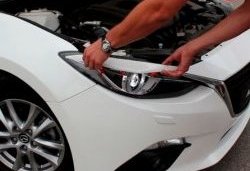 1 149 р. Реснички на фары Sport Mazda 3/Axela BM дорестайлинг седан (2013-2016) (Неокрашенные)  с доставкой в г. Пермь. Увеличить фотографию 2