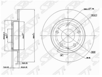 Задний тормозной диск SAT Mazda 3/Axela  BM (2013-2016) дорестайлинг седан, дорестайлинг, хэтчбэк