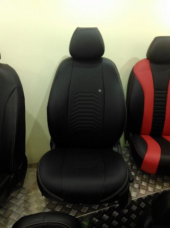 8 249 р. Чехлы для сидений Lord Autofashion Денвер (экокожа) Mazda 3/Axela BM дорестайлинг, хэтчбэк (2013-2016) (Чёрный, вставка чёрная)  с доставкой в г. Пермь. Увеличить фотографию 6