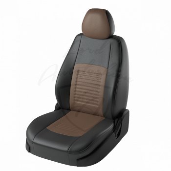 Чехлы для сидений Lord Autofashion Турин (экокожа) Mazda 3/Axela BM дорестайлинг седан (2013-2016) (Чёрный, вставка коричневая)
