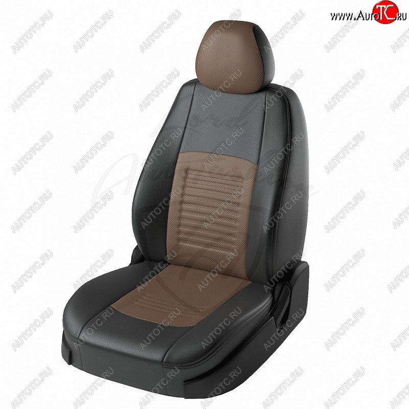 9 449 р. Чехлы для сидений Lord Autofashion Турин (экокожа) Mazda 3/Axela BM дорестайлинг, хэтчбэк (2013-2016) (Чёрный, вставка коричневая)  с доставкой в г. Пермь