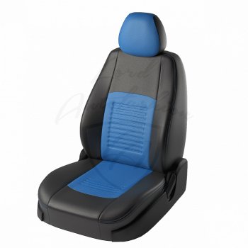 Чехлы для сидений Lord Autofashion Турин (экокожа) Mazda 3/Axela BM дорестайлинг седан (2013-2016) (Чёрный, вставка синяя)