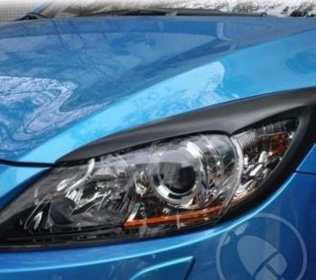 1 859 р. Реснички на фары MV-Tuning  Mazda 3/Axela  BL (2009-2013) дорестайлинг седан, дорестайлинг, хэтчбэк 5 дв., рестайлинг седан, рестайлинг, хэтчбэк (Неокрашенные)  с доставкой в г. Пермь. Увеличить фотографию 2