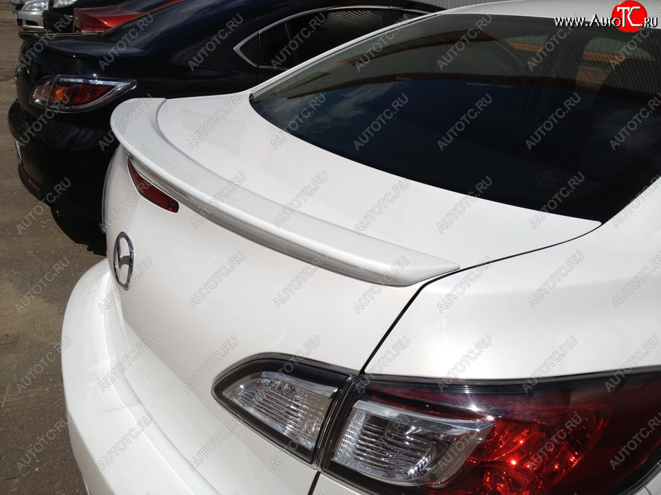 3 899 р. Лип спойлер MV-Tuning Mazda 3/Axela BL дорестайлинг седан (2009-2011) (Неокрашенный)  с доставкой в г. Пермь