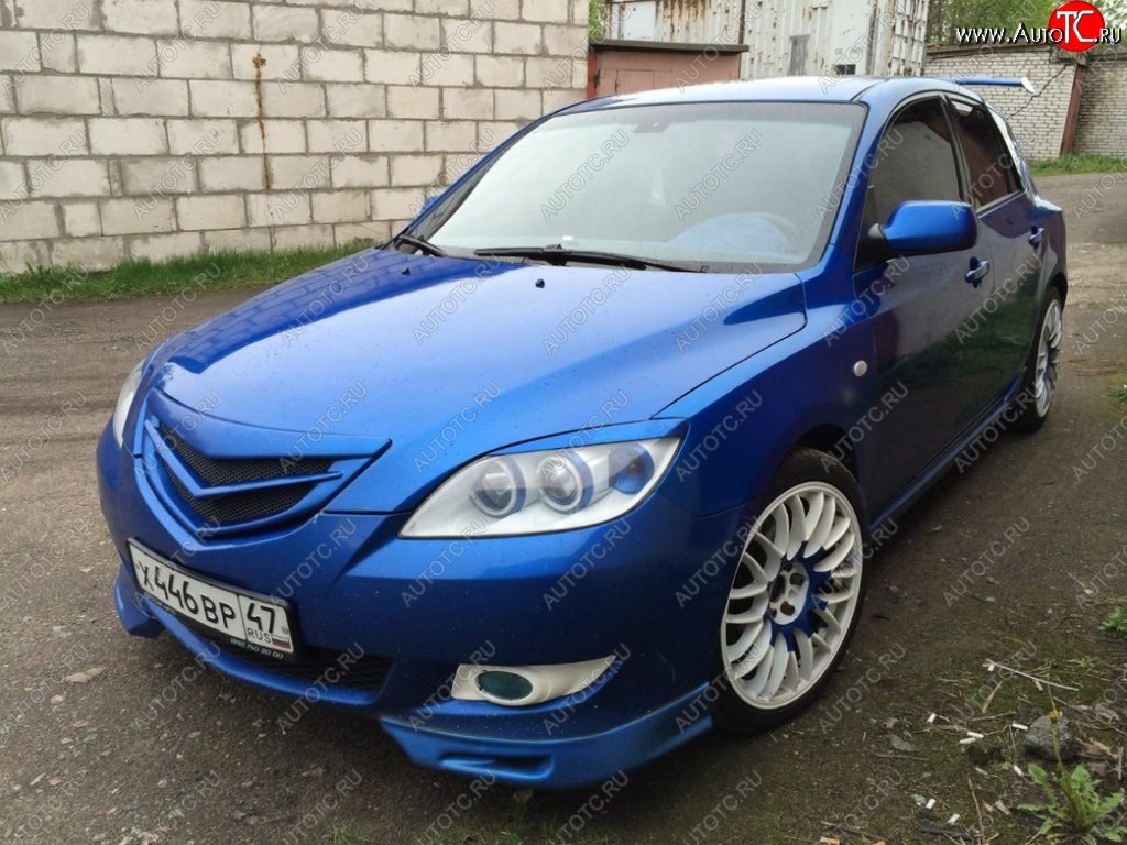 2 599 р. Клыки на передний бампер Style Mazda 3/Axela BK дорестайлинг, хэтчбэк (2003-2006) (Неокрашенная)  с доставкой в г. Пермь