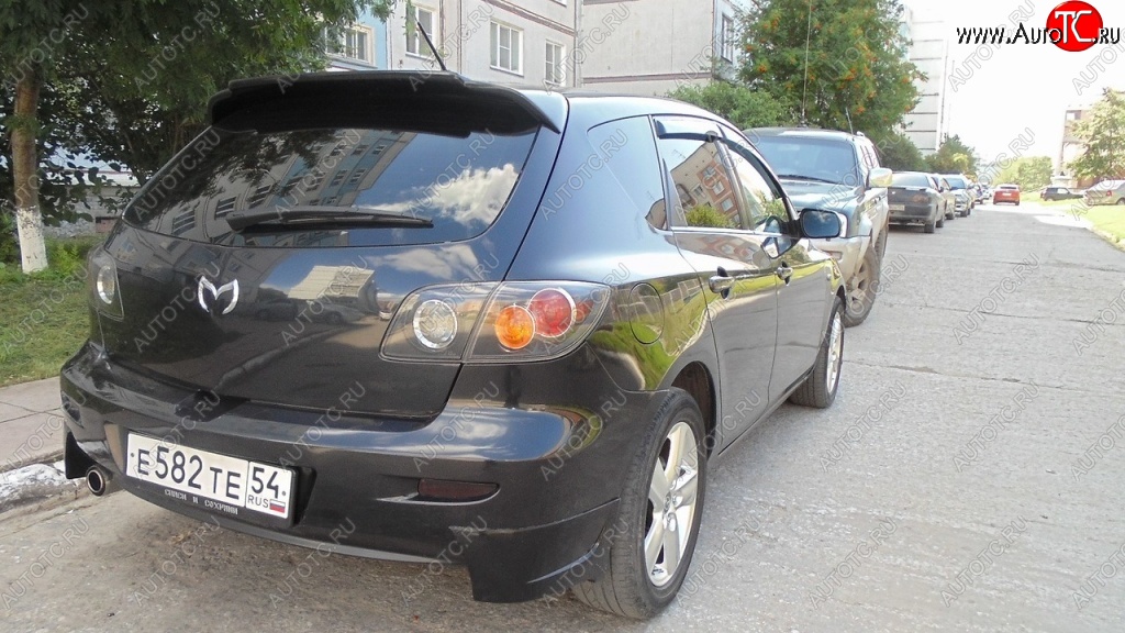 3 199 р. Клыки на задний бампер Style  Mazda 3/Axela  BK (2003-2009) дорестайлинг, хэтчбэк, рестайлинг, хэтчбэк (Неокрашенная)  с доставкой в г. Пермь