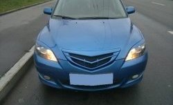 3 189 р. Решётка радиатора Style v2 (значок) Mazda 3/Axela BK дорестайлинг, хэтчбэк (2003-2006) (Неокрашенная)  с доставкой в г. Пермь. Увеличить фотографию 2