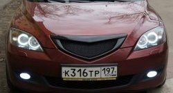 2 599 р. Решётка радиатора Style v4 (сетка) Mazda 3/Axela BK дорестайлинг, хэтчбэк (2003-2006) (Неокрашенная)  с доставкой в г. Пермь. Увеличить фотографию 2