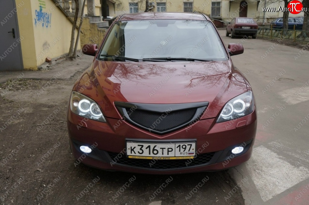 2 599 р. Решётка радиатора Style v4 (сетка) Mazda 3/Axela BK дорестайлинг, хэтчбэк (2003-2006) (Неокрашенная)  с доставкой в г. Пермь