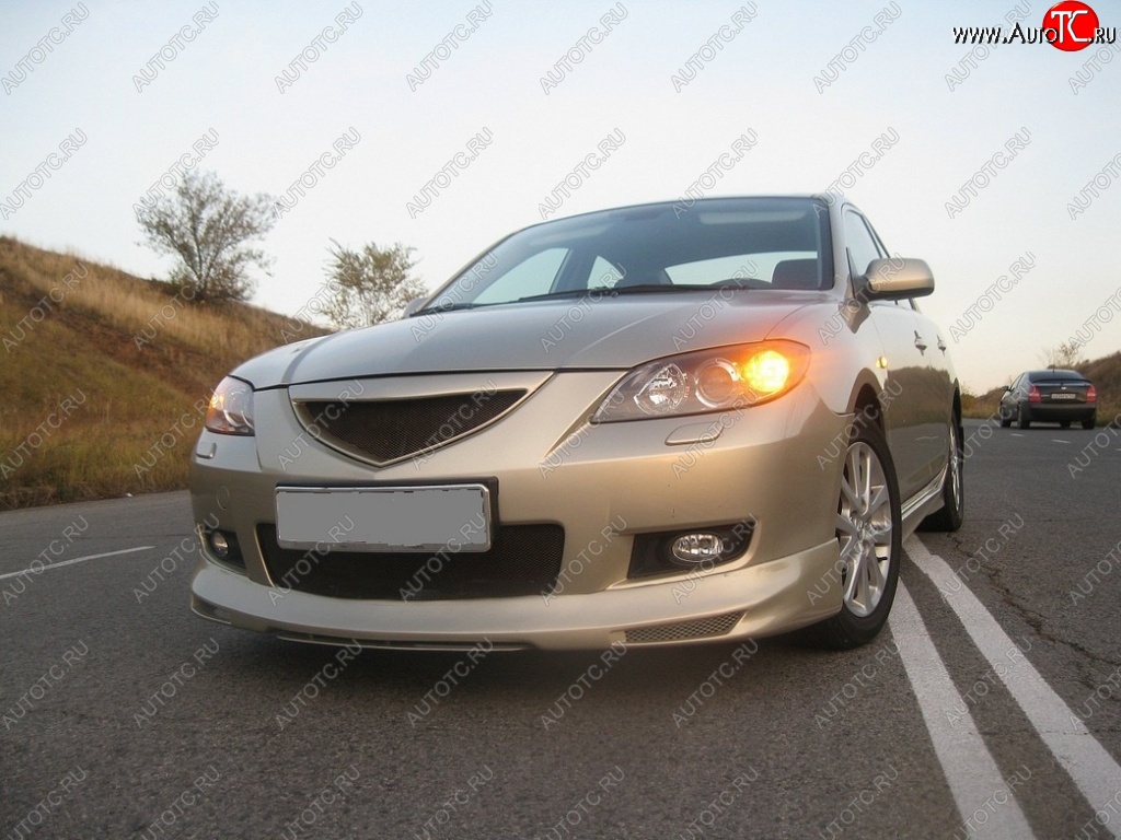 4 999 р. Накладка на передний бампер Style  Mazda 3/Axela  BK (2003-2006) дорестайлинг седан (Неокрашенная)  с доставкой в г. Пермь