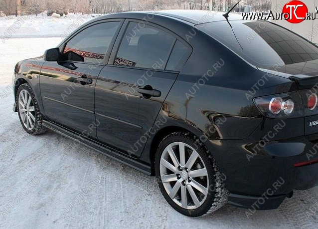 2 899 р. Клыки на задний бампер Style Mazda 3/Axela BK дорестайлинг седан (2003-2006) (Неокрашенная)  с доставкой в г. Пермь