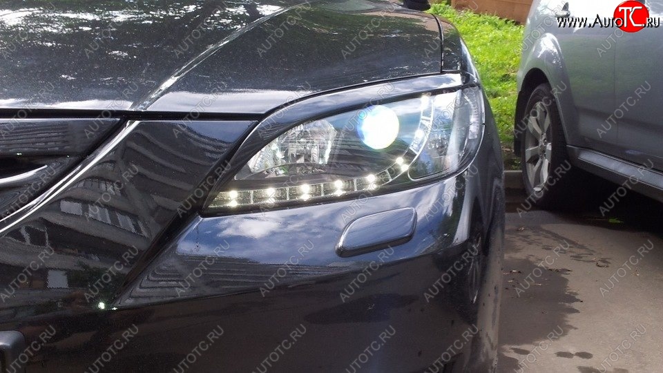689 р. Реснички на фары Style (длинные)  Mazda 3/Axela  BK (2003-2009) дорестайлинг седан, рестайлинг седан (Неокрашенные)  с доставкой в г. Пермь