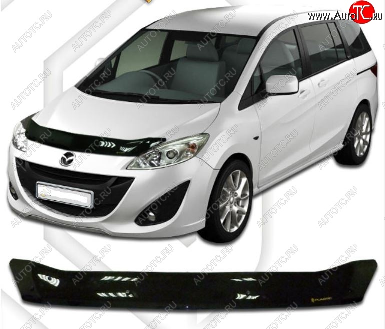 1 899 р. Дефлектор капота CA-Plastiс Mazda 5 (2010-2015) (Classic черный, Без надписи)  с доставкой в г. Пермь